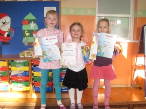 17.12.2012r. Wyróżnienia w Powiatowym Konkursie Plastycznym dla przedszkoli.