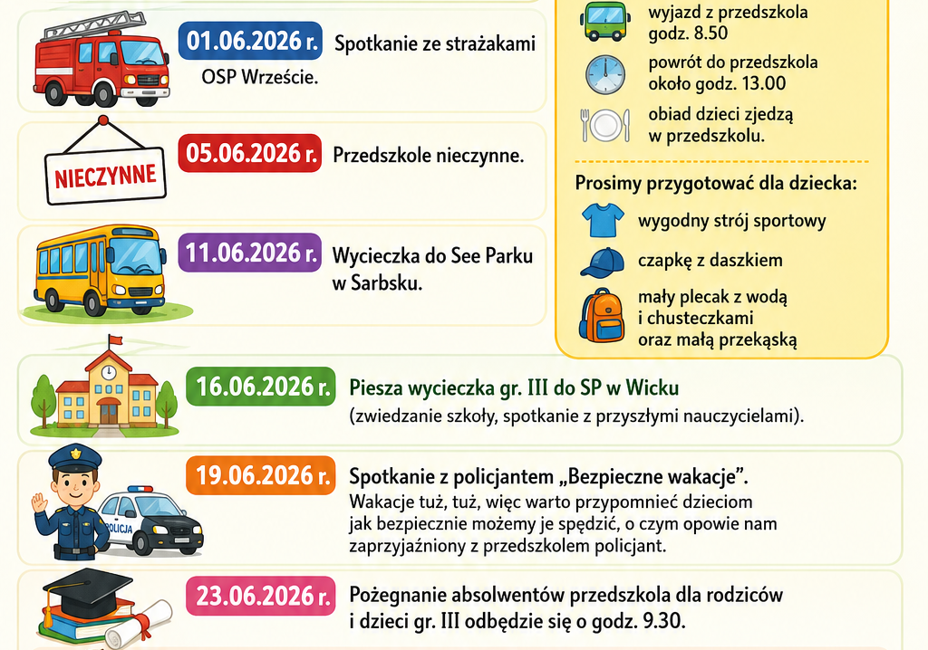 PLANOWANE DZIAŁANIA  EDUKACYJNO-WYCHOWAWCZE NA M-C CZERWIEC grafika