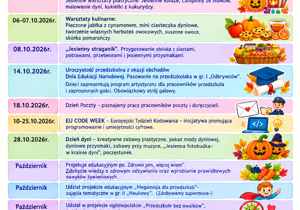 Planowane działania edukacyjno-wychowawcze na październik grafika