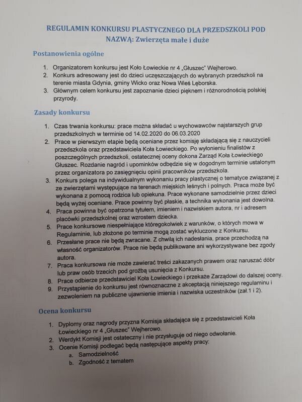 Regulamin konkursu plastycznego