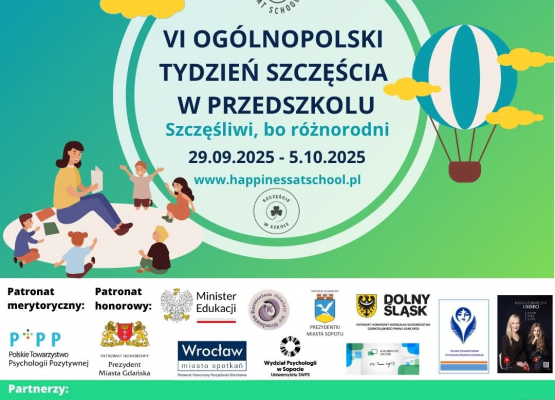 VI Ogólnopolski Tydzień Szczęścia w Przedszkolu - 29.09-05.10.2025r. grafika